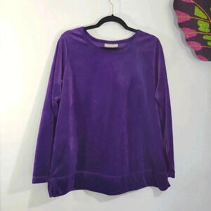 Woman Within Velvet Top Long Sleeve Royal Purple Soft Cozy
